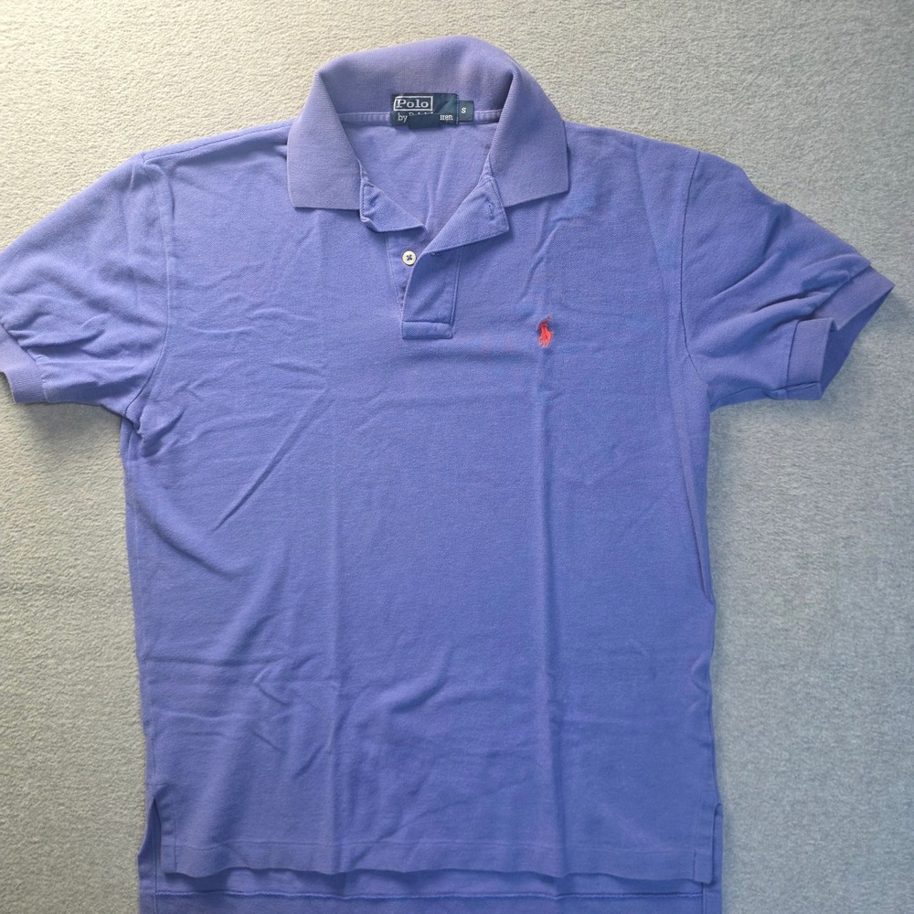 Polo Ralph Lauren Polo Shirt Mens Small Purple Orange Pony 100% Cotton Vintage